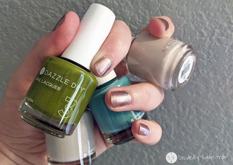 Dazzle Dry Polish Review - Decidedly Equestrian Dazzle Dry Nail Polish Colors, Essie Party Mix And Match, Dazzle Dry Nail Polish Colors 2022, Essie Mesmerize, Essie Fairy Tailor Nail Polish, Dazzle Dry, Shimmer Nail Polish, Let It Out, Post Partum