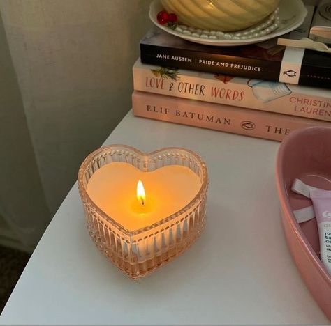 Candle Obsession, Heart Candle, Candle Aesthetic, Cozy Room, Room Aesthetic, Dream Bedroom, Bedroom Inspo, Aesthetic Room, New Room