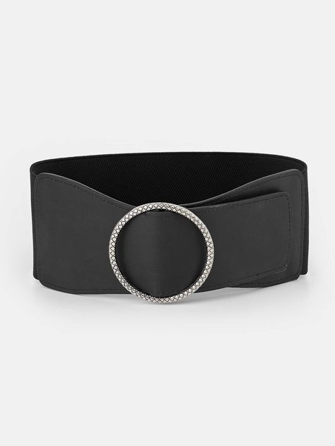 Black Casual Collar  Elastic Plain Wide Belts Embellished   Women Accessories Wide Belts, Elastic Belt, Wide Belt, Black Casual, Belts For Women, Belts, Buckle, Women Accessories, Elastic