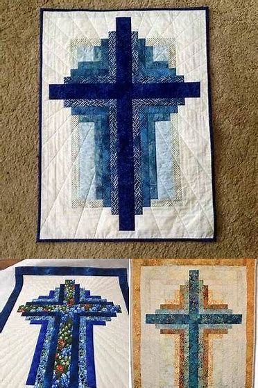 Free Cross Quilt Patterns to Download - Bing images Cross Quilt Pattern, Easter Church Banners, Charm Square Quilt, Log Cabin Quilt Pattern, Stained Glass Quilt, Cross Quilt, Christmas Quilt Patterns, Folded Fabric Ornaments, Barn Quilt Patterns