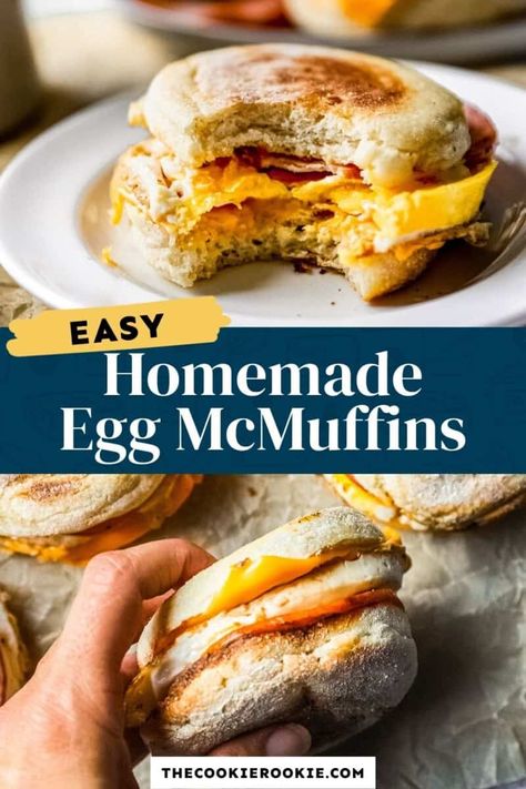 Egg Mc Muffins Homemade, Mc Muffin Breakfast Sandwiches, Egg Mcmuffin Recipe Freezer, Mc Muffin, Egg Mcmuffin Recipe, Christmas Morning Recipes, Weekend Baking, Delicious Breakfast Casserole, English Muffin Recipes