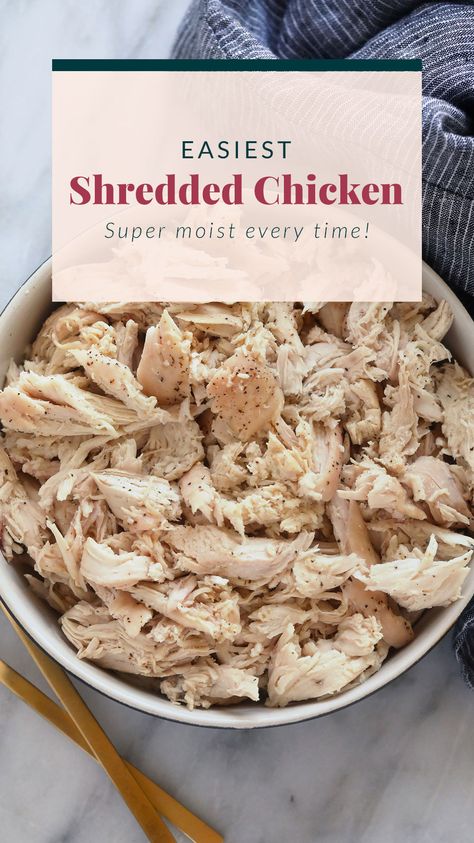 Wondering how to make the easiest shredded chicken? Look no further! This shredded chicken recipe is baked to perfection, and will easily become a meal-prep staple in your home. Recipes Pot Roast, Easy Shredded Chicken, Slow Cooker Shredded Chicken, Make Shredded Chicken, Slow Cooked Meat, Ways To Cook Chicken, Shredded Chicken Recipes, Roasted Chicken Breast, Baked Chicken Breast