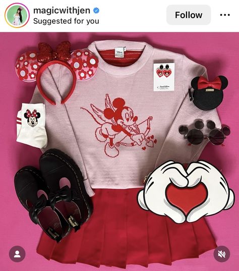 Valentines Disney Shirt, Disney Valentines Day Outfits, Valentines Disney, Disney Valentines Day, Valentines Day Outfits, Disney Fits, Disney Adult, Cute Disney Outfits, Disney Valentines