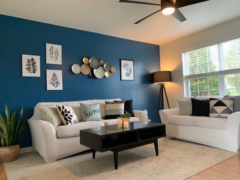 Wall Design Ideas Living Room Home Decor Paint Colors, Living Hall Painting Ideas, Living Room Tv Wall Paint Ideas, Blue Wall Living Room Ideas, Living Hall Wall Painting Ideas, Drawing Room Wall Colour, Bedroom Wall Paint Colors, Blue Walls Living Room, Living Room Color Combination