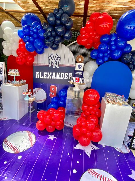 Yankees party decor, baseball party, yankees party ideas, yankees theme, baseball decoration, balloon decoration, balloon garland, new york yankees, birthday boy decoration Yankee Party Decorations, Yankees Party Decorations, Baseball Birthday Decorations, Yankee Birthday Party Ideas, Yankees Birthday Party Ideas, Baseball Decorations Party, Yankees Party, Yankees Birthday Party, Baseball Balloons