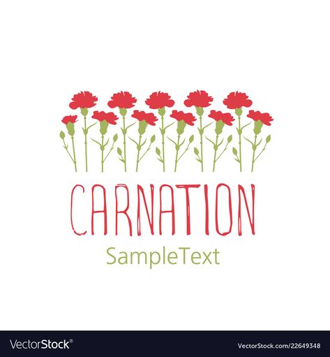 Carnation flowers logo design text hand drawn Vector Image Carnation Vector, Flowers Logo Design, Flowers Logo, Carnation Flowers, English Calligraphy, Flower Logo Design, Shrinky Dink, Carnation Flower, Design Text