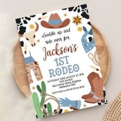 Rodeo 1st Birthday Invitations & Invitation Templates | Zazzle First Rodeo Birthday Boy, Western 1st Birthday, Rodeo 1st Birthday, Simple Birthday Invitations, 1st Birthday Invitation Card, My 1st Rodeo, Happy Birthday Sweetie, Blowing Out Candles, Magical Birthday Party