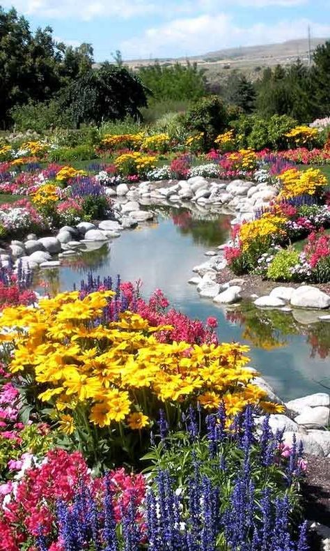 ~~ Stream of Flowers ~~ Gorgeous Gardens, Alam Yang Indah, Shade Garden, Water Garden, Dream Garden, The Flowers, Love Flowers, Nature Beauty, Garden Inspiration