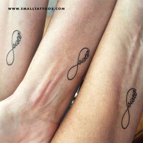 Infinity “sister” temporary tattoo, get it here ► Sister Symbol Tattoos For 2, Matching Tattoos Love, Matching Tattoos Best Friends, Friends Matching Tattoos, Sister Symbol Tattoos, Three Sister Tattoos, Tattoos Best Friends, Sister Tattoo Infinity, Sister Symbols