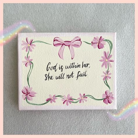 Simple Best Friend Paintings, Small Board Painting Ideas, Diy Christian Canvas Art, Come As You Are Painting, Painting Bible Cover Easy, Painting Ideas Christian Easy, Biblical Canvas Paintings, Pretty Pink Paintings, Canvas Verse Painting