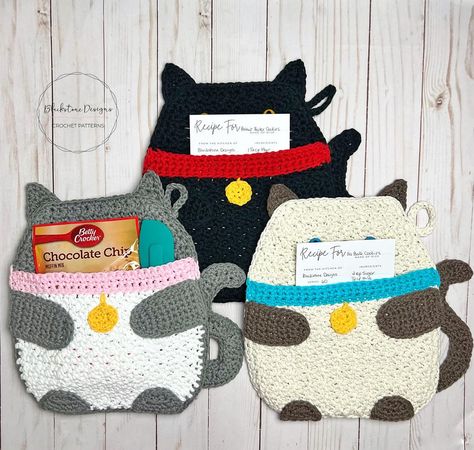 Super Cute Kitty Cat Pot Holder Pattern By Sonya Blackstone | KnitHacker Pot Holder Crochet Pattern, Pot Holder Crochet, Pot Holder Pattern, Cat Pot, Crochet Pot Holder, 100 Crochet Stitches, Crochet Pot, Drawings Tutorials, Crochet Hack