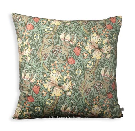 William Morris "Golden Lily Minor" Vintage Retro Green Floral  Sofa Cushion Pillow Cover by ElliMaeCushions on Etsy https://www.etsy.com/listing/207246560/william-morris-golden-lily-minor-vintage Floral Sofa, William Morris Patterns, William Morris Designs, Cushion Cover Designs, Cushion Pillow, Made To Measure Curtains, Sofa Cushion, Etsy Pillow Covers, Cushion Design