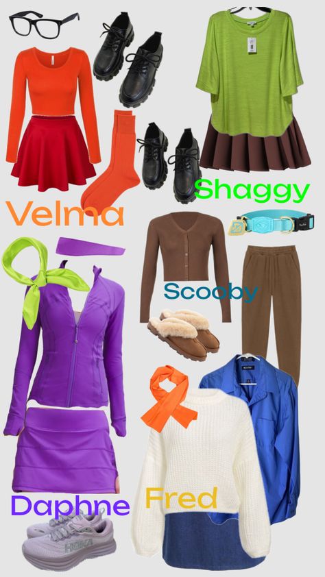 Scooby Doo Disfraz, Shaggy Costume, Cute Easy Halloween Costumes, Scooby Doo Halloween Costumes, Velma Costume, Scooby Doo Costumes, Daphne Scooby Doo Costume, Scooby Doo Halloween, Girl Group Costumes