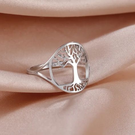 Men's Hollow Tree Of Life Rings Vintage Stainless Steel Ring - Temu Family Tree Of Life, Celtic Band, Tree Of Life Ring, Tree Ring, 21st Gifts, Wedding Gifts For Couples, Wedding Band Sets, Finger Rings, Color Ring