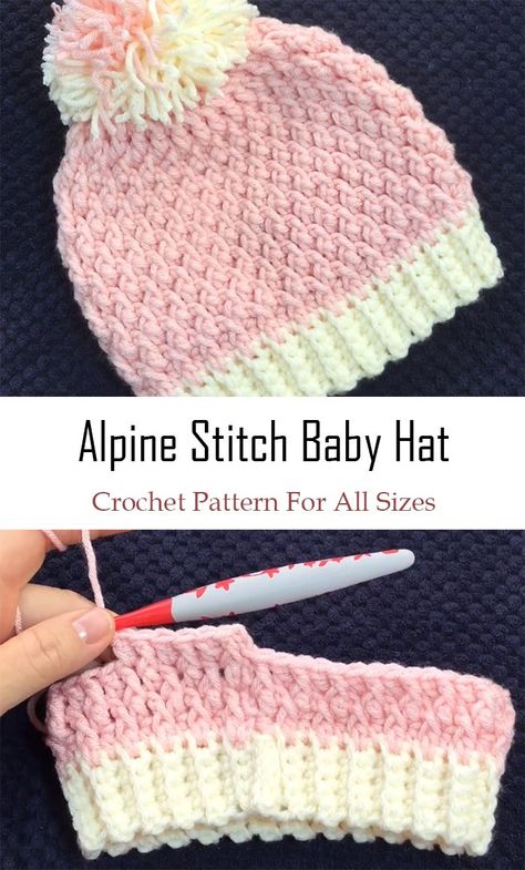 Crochet Alpine Stitch Baby Hat In All Sizes | Crochet baby hat patterns, Crochet hats, Crochet baby hats Crochet Alpine Stitch, Alpine Stitch, Crochet Baby Cap, Baby Hat Free Pattern, Hats Pattern, Crochet Baby Bonnet, Crochet Baby Hat, Crochet Baby Beanie, Crochet Baby Hat Patterns