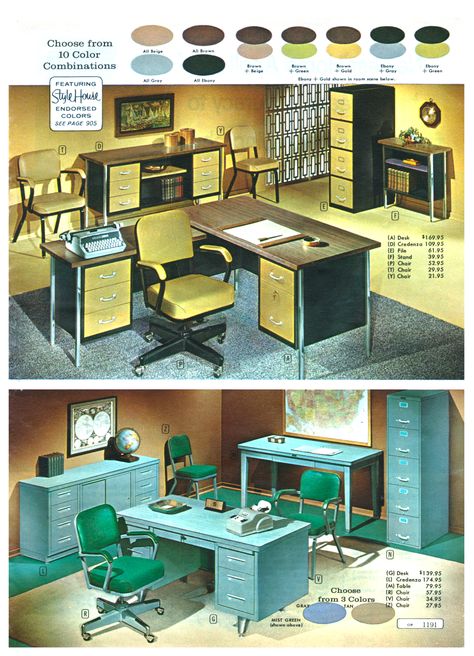 1960s Office Interior, 1950s Office Decor, 1980s Office Interior, 60s Office Interior, Retro Office Ideas, Retro Office Design, 50s Office, 60s Office, 1950s Office