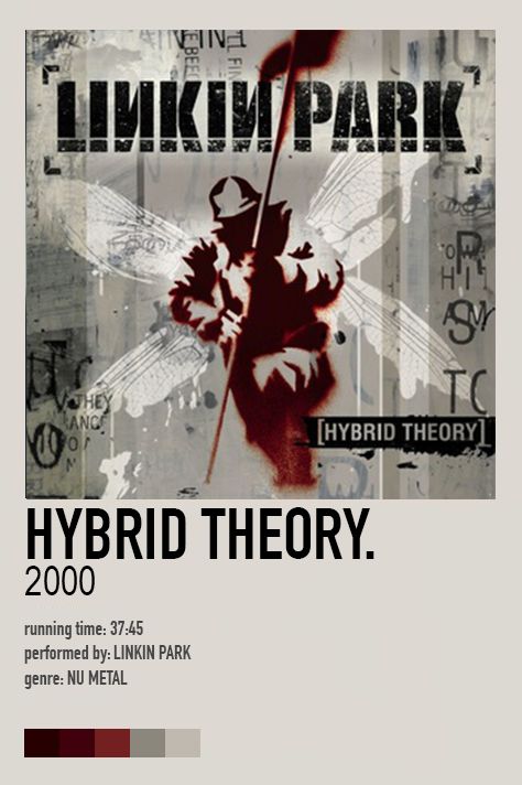 Hybrid Theory - Linkin Park (2000) Linkin Park 2000, Linkin Park Hybrid Theory, Linking Park, Minimalist Music, Music Poster Ideas, Music Poster Design, Music Album Covers, Rock Posters