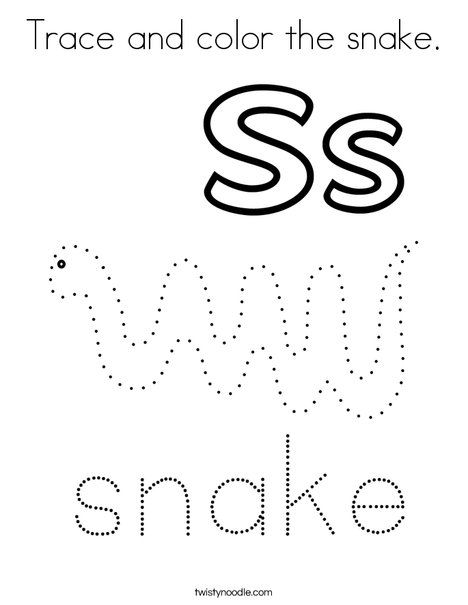 Trace and color the snake Coloring Page - Twisty Noodle Snake Crafts For Preschool, Snake Worksheets Preschool, Snake Worksheet, Joy School, Craft Toddler, Snake Crafts, Nursery Worksheets, Trace And Color, Snake Coloring Pages