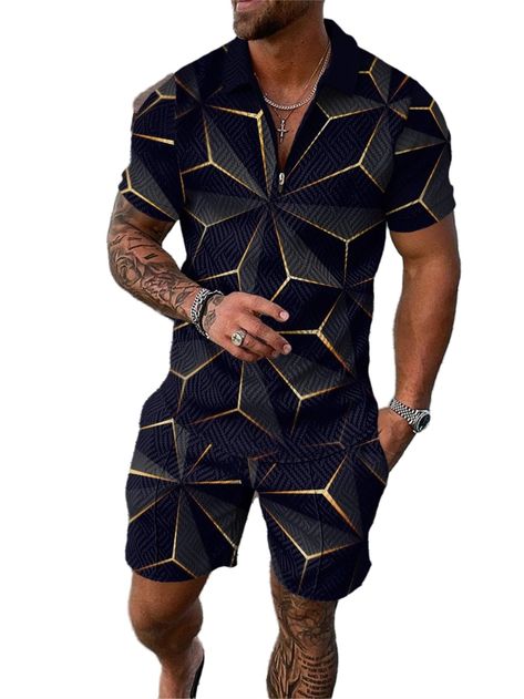 Sets Outfit 2 Piece Summer, Sets Outfit 2 Piece, Mens Sweat Suits, Summer Tracksuit, Polo Suits, 2 Piece Short Set, Shirt And Shorts Set, Gym Outfit Men, Track Suits