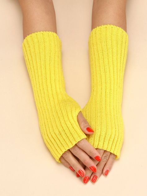 Free Returns ✓ Free Shipping On Orders $49+ ✓. Solid Fingerless Gloves- Gloves at SHEIN. Yellow Fingerless Gloves, Yellow Gloves, Short Gloves, Yellow Accessories, Tactical Gloves, Fingerless Gloves Knitted, Dress Design Sketches, Arm Sleeves, Lace Gloves