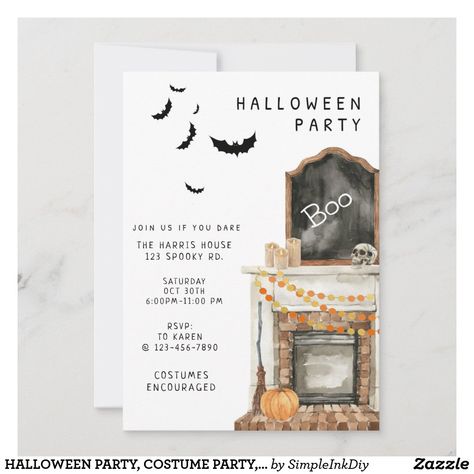 HALLOWEEN PARTY, COSTUME PARTY, ADULT HALLOWEEN Front Doorstep, House Halloween Party, Watercolor Buffalo, Adult Halloween Invitations, Haunted House Halloween Party, Halloween Invitation Template, Spooky Haunted House, Minimalist Halloween, Haunted House Halloween