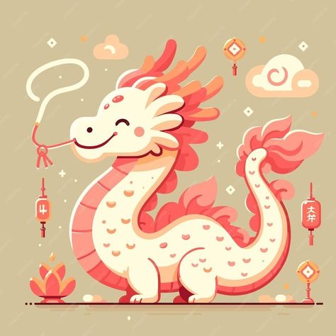 Premium Vector | A flat design illustration of cute mystical creature from chinese Chinese Dragon Illustration, Mythology Illustration, Doodles Sketches, Mystical Creature, Dragon Chino, Dragon Year, Cute Dragon, Cartoon Dragon, Flat Design Illustration