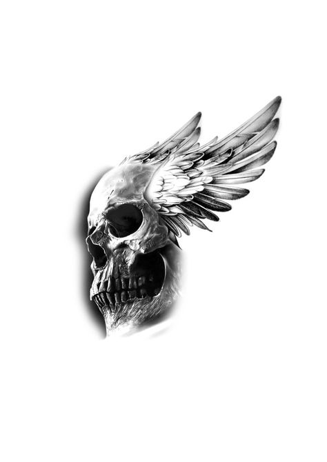 Skull wing tattoo design Skull Wing Tattoo, Skull With Wings Tattoo Design, Skull With Wings Tattoo, Skull Wings Tattoo, Mars Tattoo, Skull With Wings, Helmet Tattoo, Wing Tattoo Designs, Winged Skull