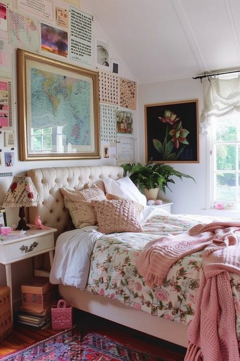 Preppy Bedroom Aesthetic: Unveiling Inspiration - Quiet Minimal Bed Themes Room Ideas, Bedroom College Apartment, Dorm Decor Pink, Indy Bedroom Aesthetic, Vintage Bedroom Ideas Bohemian, Love Shack Fancy Room Aesthetic, Teen Room Aesthetic, Bedroom Aesthetics, Small Bedroom Aesthetic