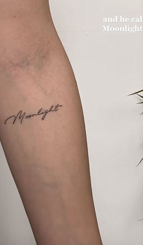 Feel Deeply Tattoo, Ghostin Ariana Tattoo, Moonlight Tattoo Ideas, Ariana Grande Tattoos Inspired, Ariana Grande Inspired Tattoos, Ariana Tattoos, Ariana Grande Tattoo Ideas, Moon Tattoo Wrist, Ariana Grande Tattoos