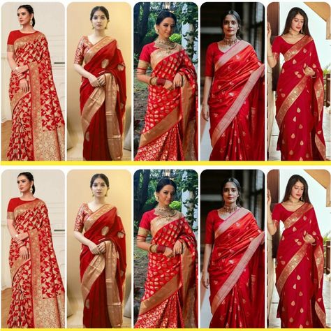 ❤Traditional Red Sarees || Banarasi Silk Saree || Look Gorgeous with Red Saree || Bridal Saree 2022| Chilly Red Wedding Saree, Red Sarees For Wedding, Red Banarasi Saree Look, Red Saree Blouse Design, Red Saree Bridal Look, Red Saree Bridal, Banarasi Saree Look For Wedding, Red Saree Look, Silk Saree Look