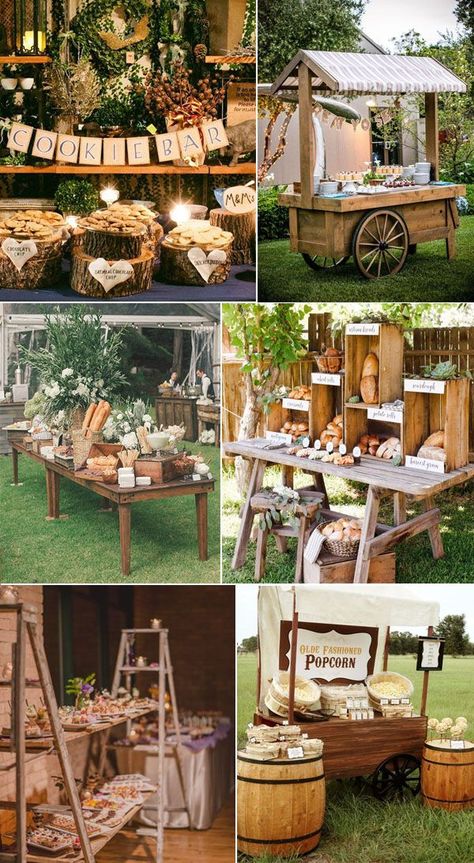 Drink Bar Ideas, Rustic Wedding Foods, Deco Champetre, Drink Bar, Reception Food, Rustic Vintage Wedding, Wedding Reception Food, Wedding Buffet, Dessert Bar