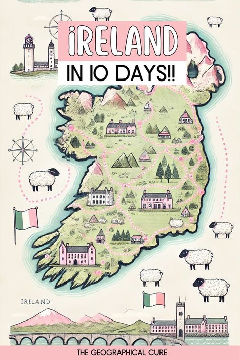 Pinterest pin graphic for 10 days in Ireland Itinerary Ireland Itinerary 2 Weeks, Best Small Towns In Ireland, 12 Days In Ireland, Things To Do Galway Ireland, Ireland Vacation Itinerary, 7 Days In Ireland, Must See In Ireland, Galway Ireland Things To Do In, 10 Days In Ireland