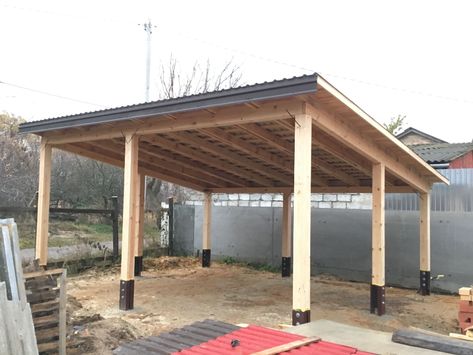 Carport Lean To Ideas, Pavillion House, Bbq Gazebo, Pergola Carport, Carport Garage, Carport Designs, Building A Pergola, Backyard Pavilion, Wooden Pergola