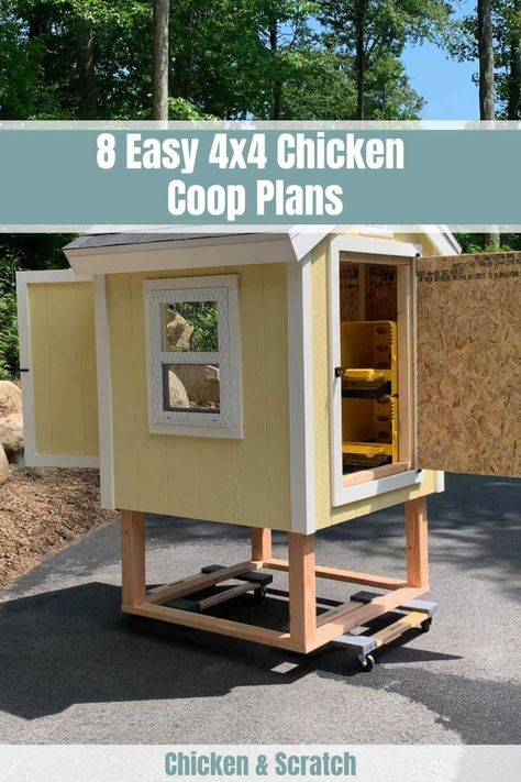 4 Chicken Coop, 4x4 Chicken Coop, Easy Diy Chicken Coop Plans, Chicken House Diy, Pallet Backyard, Simple Chicken Coop Plans, Coop Layout, Chicken Coop Building Plans, Easy Diy Chicken Coop