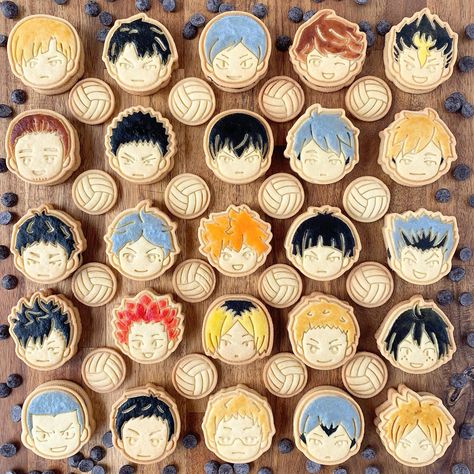 Cookies With Chocolate Ganache, Anime Cookies, Cookies With Chocolate, Kagehina Cute, Anime Cake, Dark Chocolate Ganache, Summer Cookies, Black Food, Food Colouring