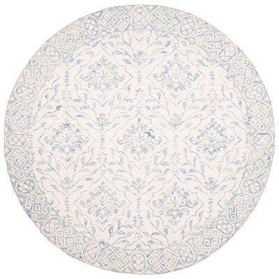 Charlton Home Pimentel Hand-Tufted Wool Ivory Area Rug Rug Size: Round 7' Damask Rug, Watercolor Rug, The Dip, Handmade Lighting, Round Area Rugs, Round Rug, Ivory Rug, Dip Dye, Hand Tufted Rugs