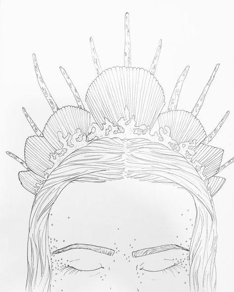 Mermaid Crown Crowns Drawings Queen, Mermaid Crown Drawing, Crown Art Drawing, Crown Sketch, Queen Mermaid, Mermaid Headpiece, Crown Drawing, Crown Art, Mermaid Vibes