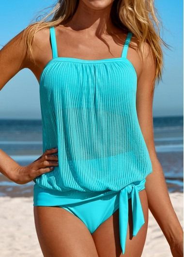 Sexy Tankini For Women Online | Modlily Color Cian, High Waisted Tankini, Plus Size Tankini, Womens Tankini, Swimwear Tankini, Blue Jumpsuits, Lovely Tops, Tankini Set, Swimsuit Set