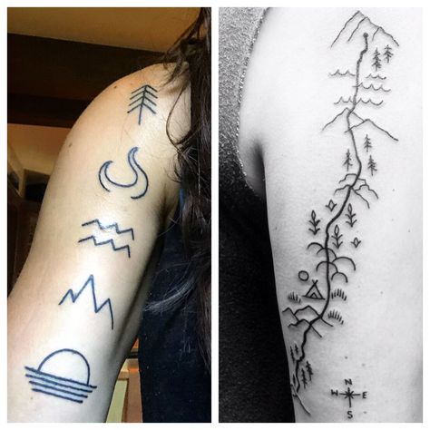 Mountain Trail Tattoo, Tattoos Hiking, Hiking Tattoos, Trail Tattoo, Florida Trail, Ice Age Trail, Tattoo For Boyfriend, Baxter State Park, Colorado Trail