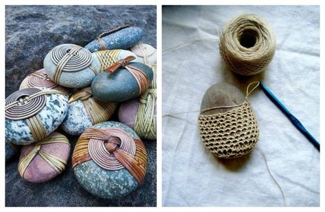 Arty Crafty Things to do With Rocks Things To Do With Rocks, Diy Stone Wrapping, Rock Art Ideas, Stone Wrapping Tutorial, Painting On Rocks, Wire Wrapped Stones, Bee Rocks, Drawing Rocks, Wrapped Stones