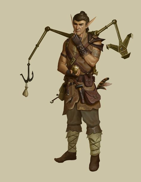 ArtStation - Unigol - Elf Artificer Dnd Tinkerer, Elf Artificer, Artificer Art, D D Races, Dnd Elves, Forgotten Realms, Fantasy Races, Fantasy Rpg, Character Description