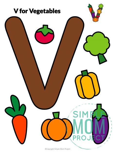 Vegetable Crafts Preschool, Vegetables Craft, Letter V Crafts, Simple Mom Project, Kid Activites, Preschool Craft Activities, Alphabet Crafts Preschool, Crafts 2023, Abc Crafts