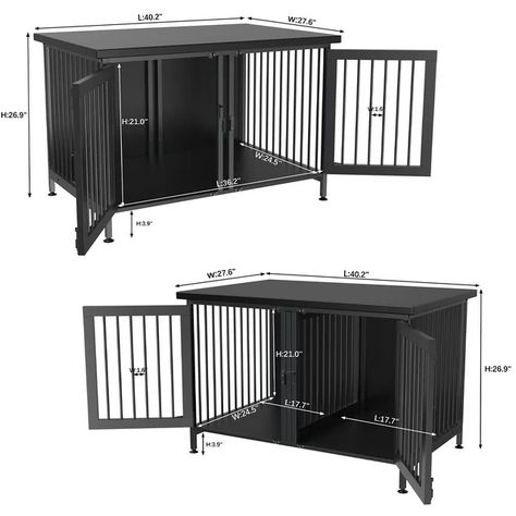 GDLF Double Dog Crate with Divider for 1 or 2 dogs, Indoor Kennel Cage (Int.dims:36.2”Wx24.5”Dx21”H) - Walmart.com Dog Crate Divider, Dog Kennel Indoor, Double Dog Crate, Heavy Duty Dog Crate, Diy Dog Crate, Wall Decor Storage, Double Door Design, 2 Dogs, Beige Bathroom