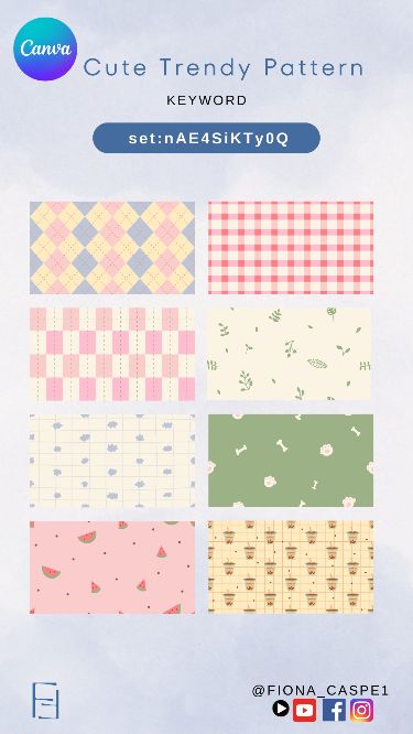 Cute Trendy Pattern   | Canva Elements Keywor Tips For Canva, Canva Sets Elements Free, Canva Journal Ideas, Elemen Canva Keyword, Cute Canva Elements, Canva Codes Elements, Canva Ideas Design, Canva Elements Free, Canva Elements Ideas