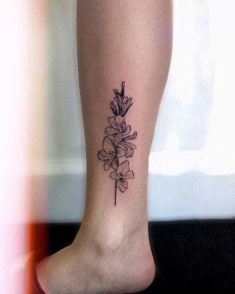 Gladiolus tattoo for Josie ! • • • #mississauga #toronto #oakville #brampton #tattoo #tattoos #ink #torontoink #ankletattoo #gladiolus… Best Flower Tattoos, Gladiolus Flower Tattoos, Special Tattoo, Gladiolus Tattoo, Tattoos For Dog Lovers, Flower Tattoo Shoulder, Med Tech, Tattoo Now, Birth Flower Tattoos