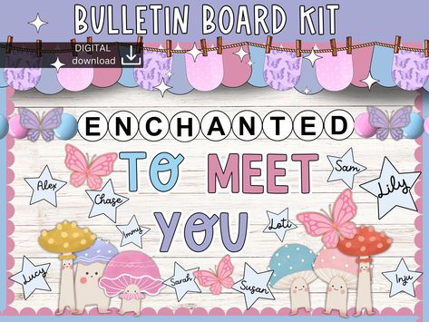 Back to school bulletin board | welcome back display | swiftie classroom | era decor | enchanted to meet you classroom decor | Swiftie Classroom, Back To School Bulletin Boards, School Bulletin Boards, New Classroom, Bulletin Boards, Bulletin Board, Classroom Decor, To Meet, Welcome Back