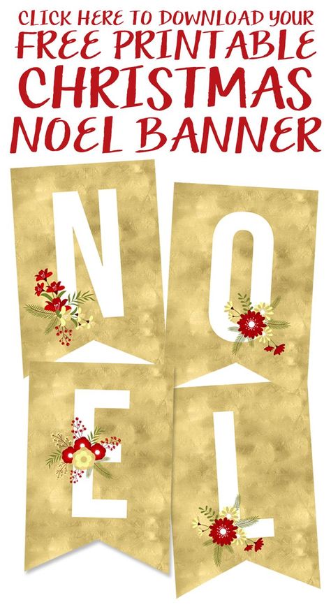 Click to Download the Free Printable Christmas Noel Banner Diy Christmas Potpourri, Potpourri Jars, Christmas Banner Printable, Yellow Bliss Road, Free Printable Gifts, Floral Christmas, Christmas Mantel, Christmas Banner, Christmas Potpourri