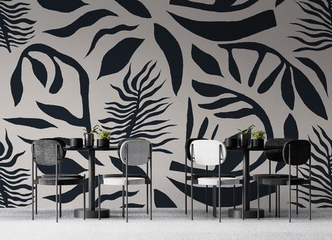 Black And White Wall Painting Ideas, Black And White Mural, Mural Minimalist, Geometric Shapes Wallpaper, Shapes Wallpaper, Wallpaper High Quality, Wallpaper Black And White, Garden Mural, Tree Wall Murals