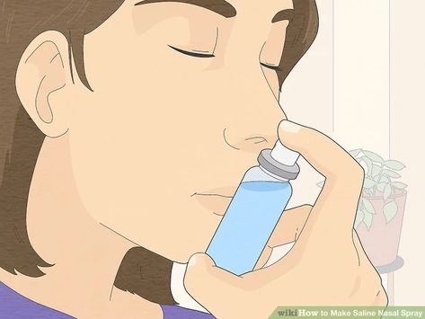 3 Ways to Make Saline Nasal Spray - wikiHow Nasal Saline Spray, Saline Nasal Spray, Saline Solution, Sinus Congestion, Nasal Spray, Stuffy Nose, Nasal Congestion, Runny Nose, Hormonal Changes