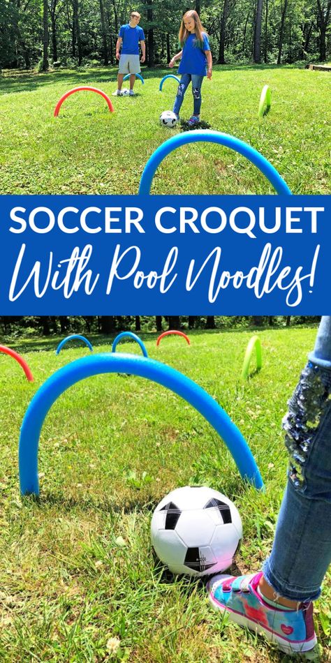 Pool Noodle Hockey For Kids, Pool Noodle Croquet, Pool Noodle Outdoor Games, Cheap Outdoor Activities For Kids, Summer Pool Party Activities, Recess Games For Kindergarten, Field Day Preschool, Diy Croquet Set, How To Play Croquet